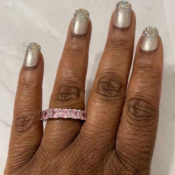 Pink Cubic Zirconia Eternity Ring - Picture 5 of 10